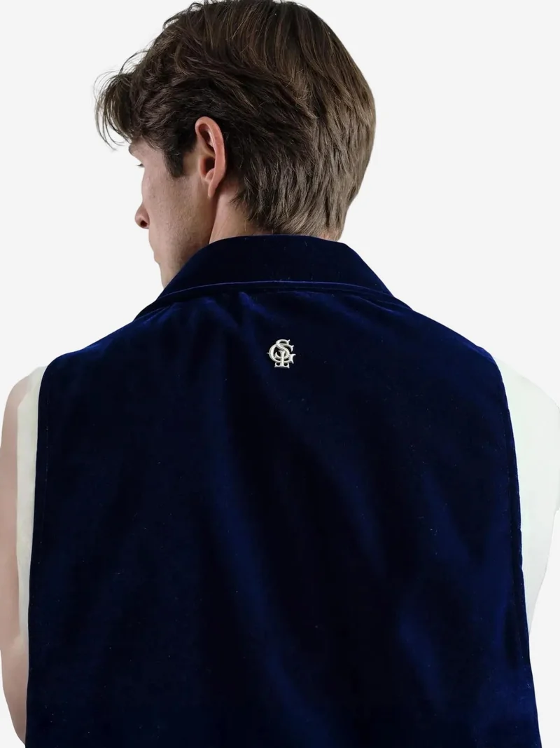 Giesto Navy Blue GIESTO Velvet Varsity Jacket for Men | Best Price UAE